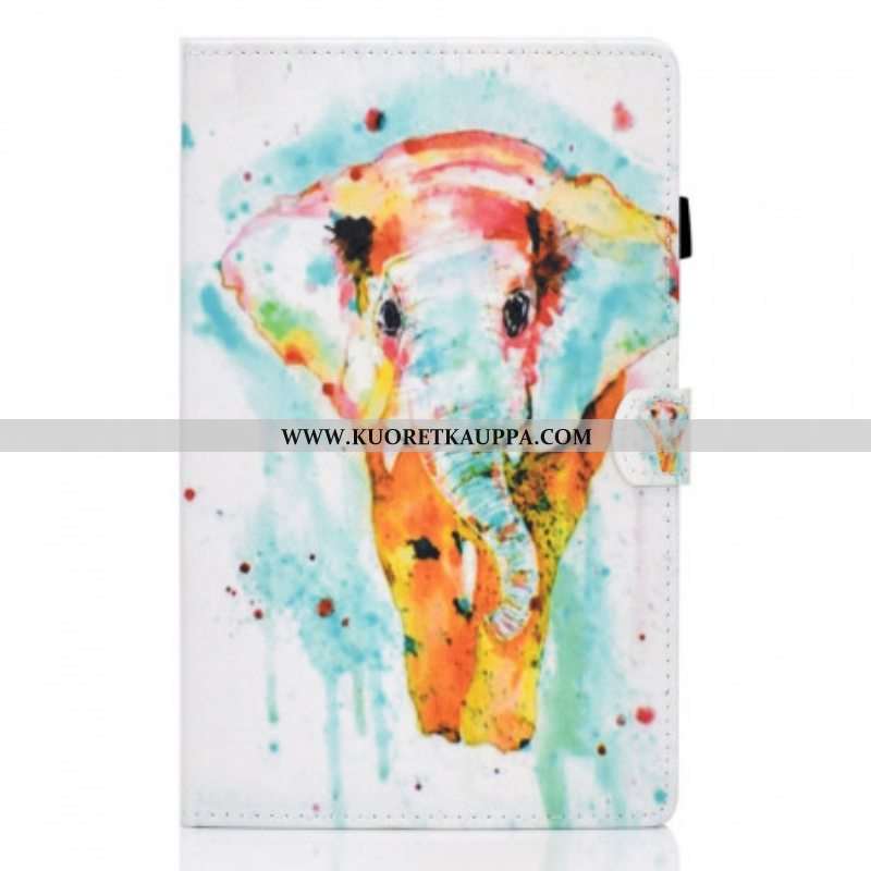 Nahkakotelo Samsung Galaxy Tab A8 (2021) Vesiväri Elefantti