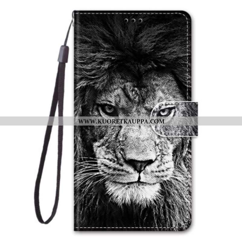 Nahkakotelo Sony Xperia 1 IV Suojaketju Kuori Lanyard Lion