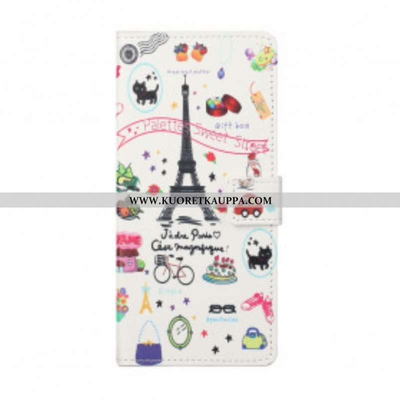 Nahkakotelo Xiaomi Redmi Note 10 Pro Rakastan Pariisia