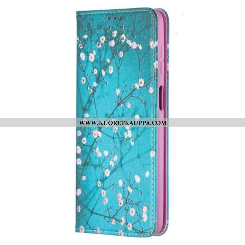 Puhelinkuoret Samsung Galaxy M12 / A12 Kotelot Flip Kukkivat Oksat