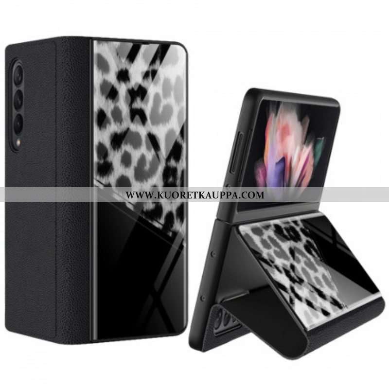 Puhelinkuoret Samsung Galaxy Z Fold 3 5G Kotelot Flip Leopard Karkaistu Lasi
