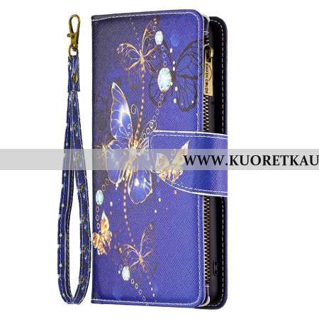 Kuoret iPhone 16 Pro Purple Butterflies -lompakko