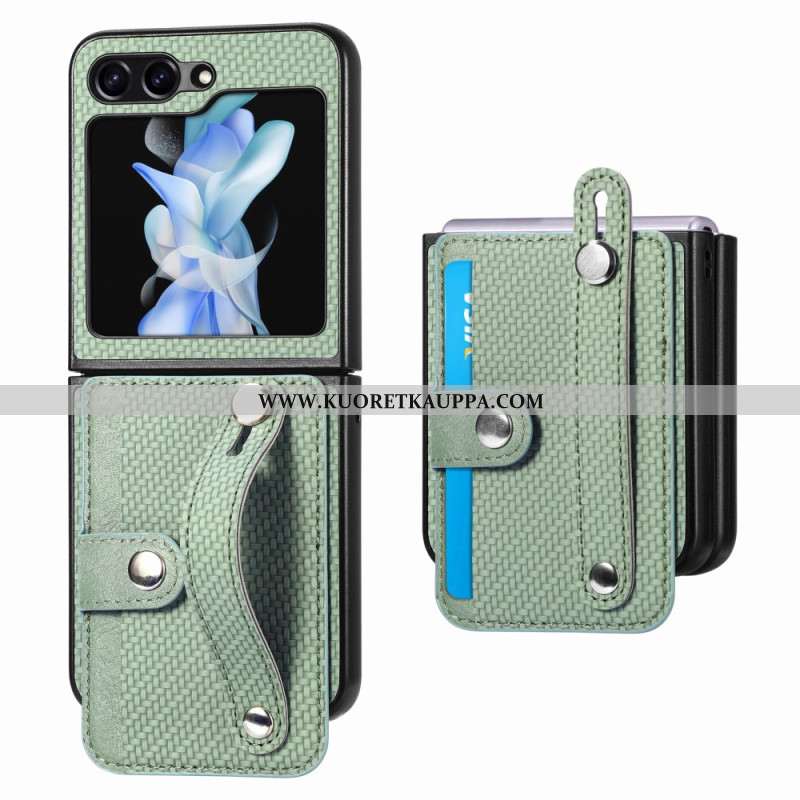 Kuori Samsung Galaxy Z Flip 5 Hiilikuitukorttiteline Ja -hihna